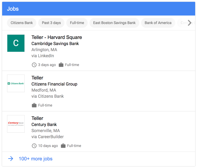 voorbeeld Job posting feature Google